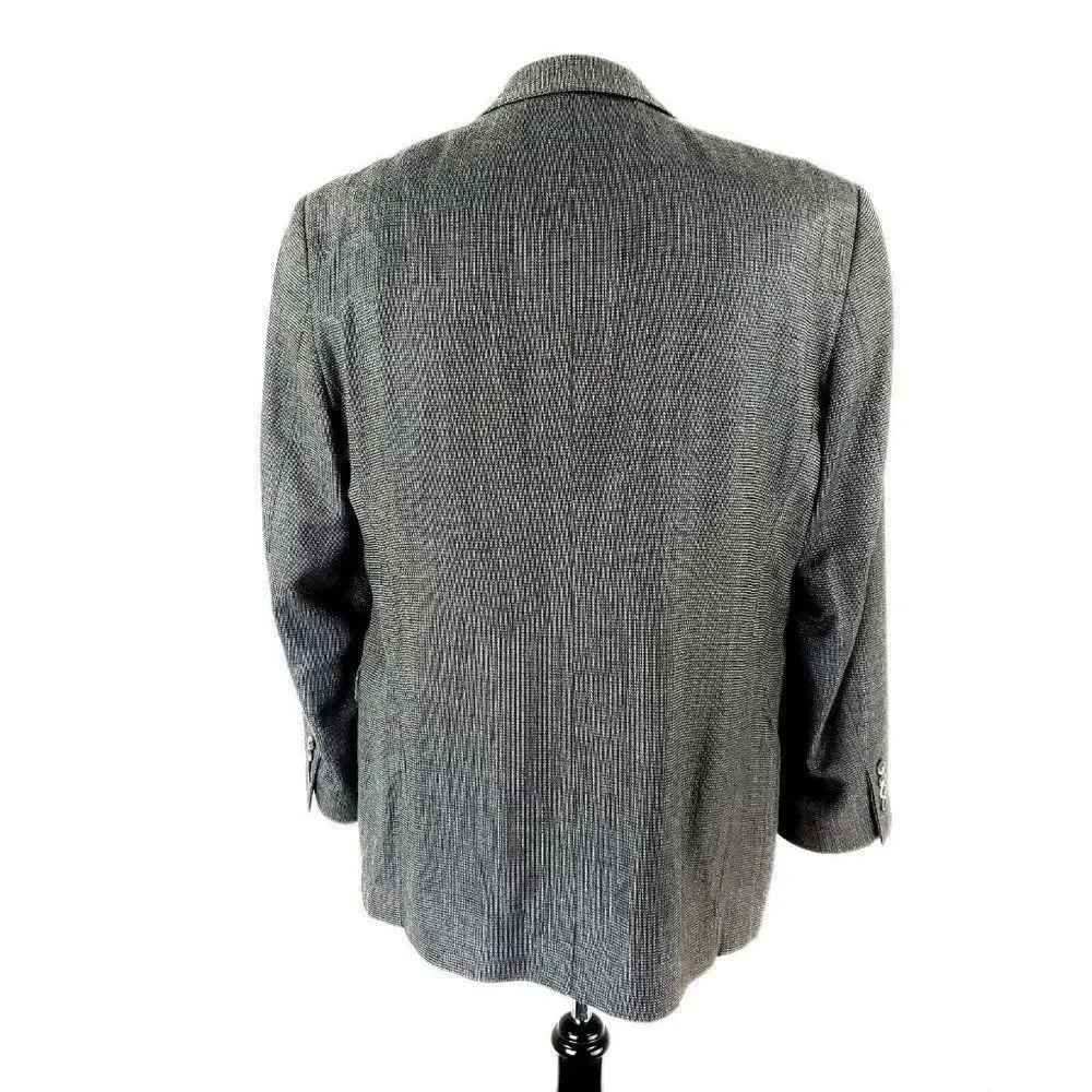 Stafford Executive Wool‎ Silk 3 Button Sport Coat 42R Black White Check